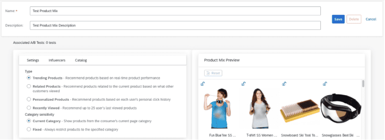 product mix builder